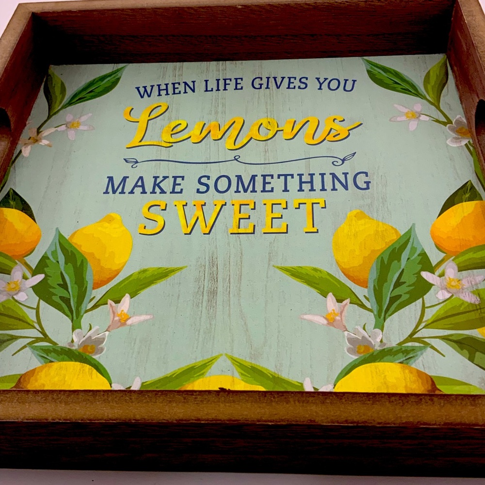 Square Wood Tray Lemons When Life Gives You Lemons Make Something Sweet Country - Picture 4 of 9